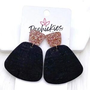 2" Rose Glitter & Black Jasmine Earrings